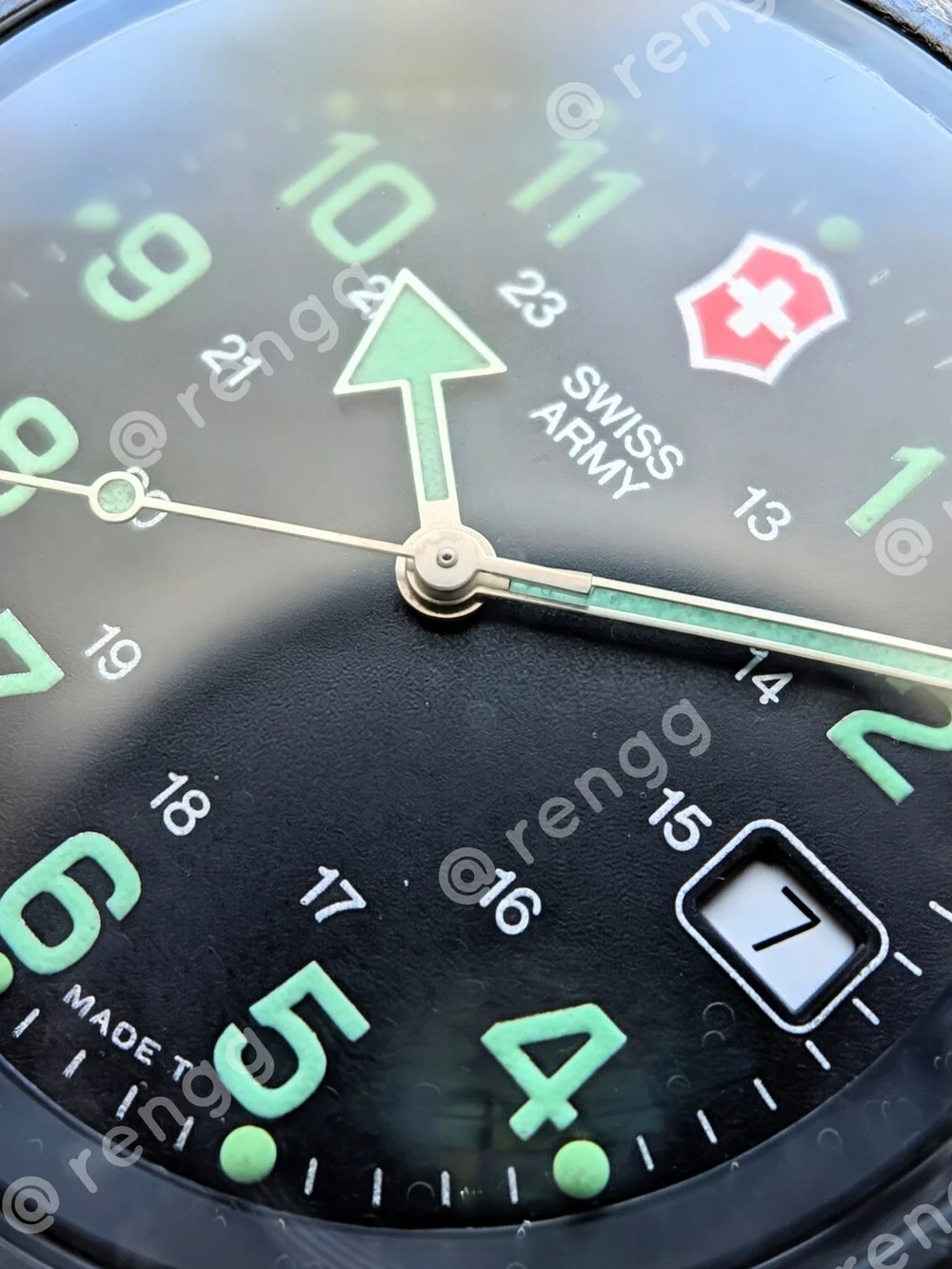 Renegade Victorinox Swiss Army Black  Green Accent Field Watch Sapphire 38mm